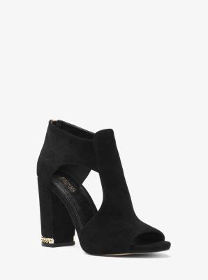 sabrina suede open-toe bootie michael kors|Michael Kors Sabrina Black Suede Open Toe Bootie Heels size .